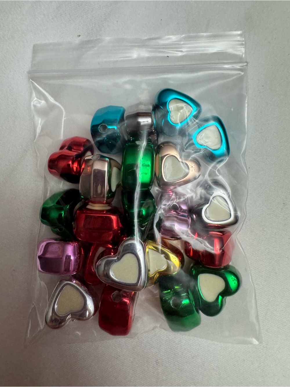 Unbranded Metallic Heart-Shaped Beads- Multi Color